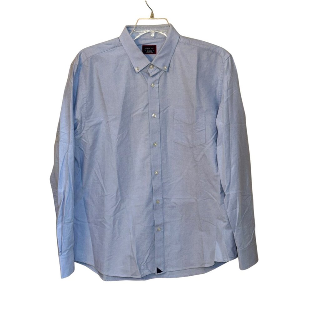 Men's UNTUCKit Long Sleeve Button Down Blue Dress Shirt XL Work Office Casual